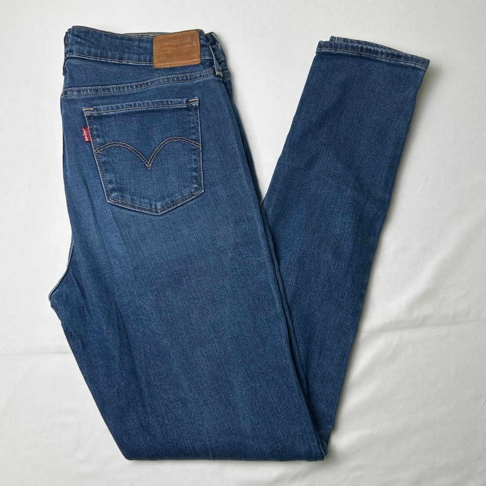 Levis Womens 711 Skinny Stretch Mid Rise Denim Jeans Size 31/12 Medium Wash Blue
